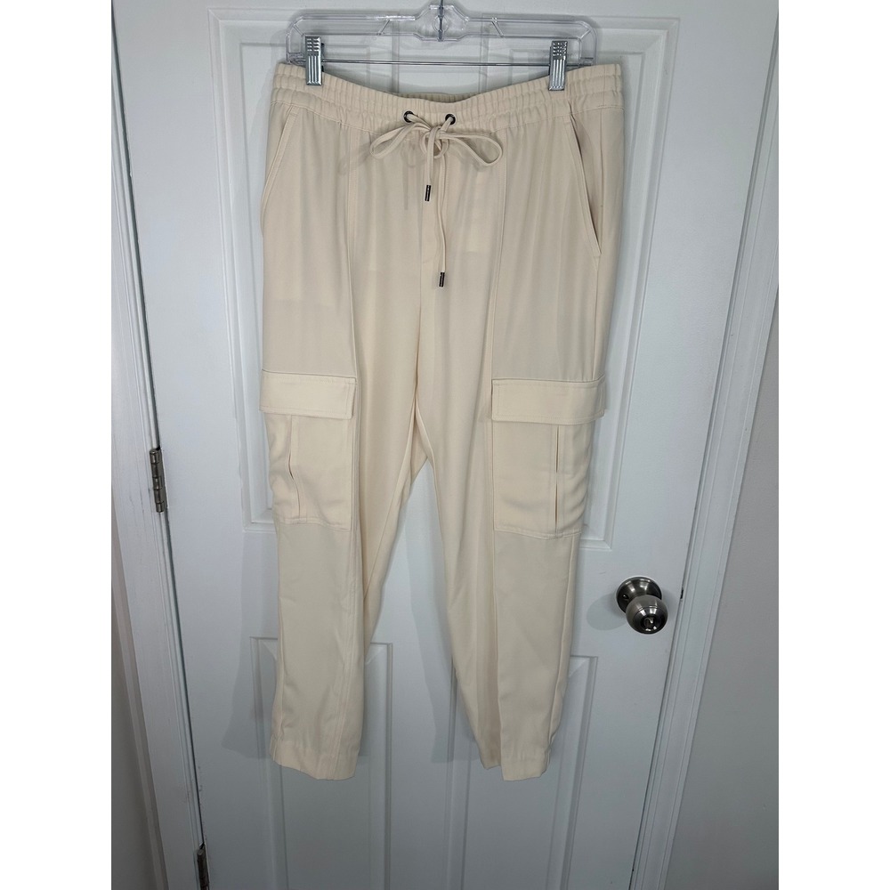 BR Sport Banana Republic Womens Beige Cargo‎ Jogger Pants Drawstring Size M New